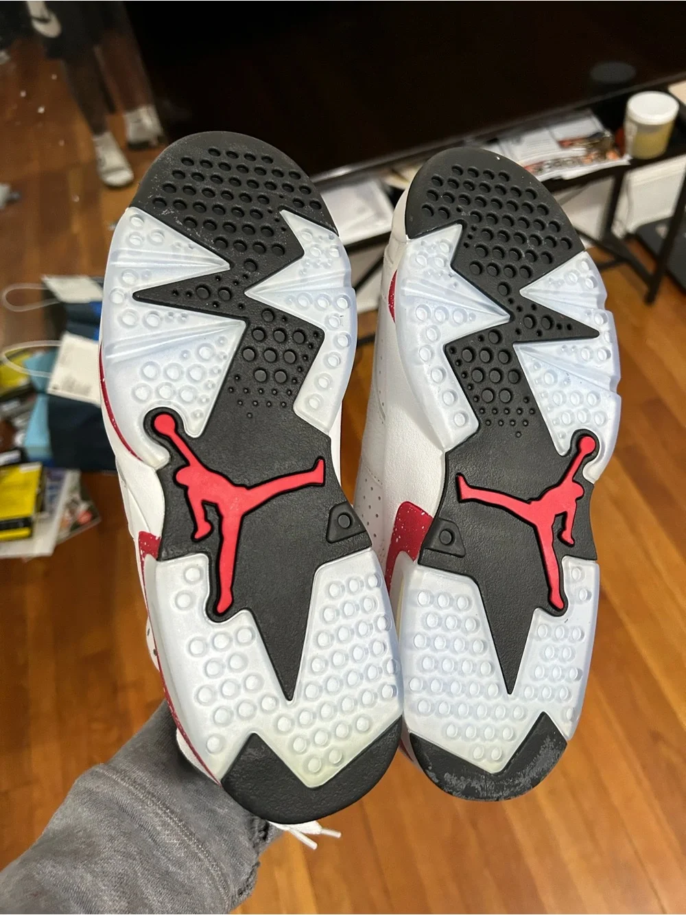 Jordan 6 White Sneakers with Red Accents
